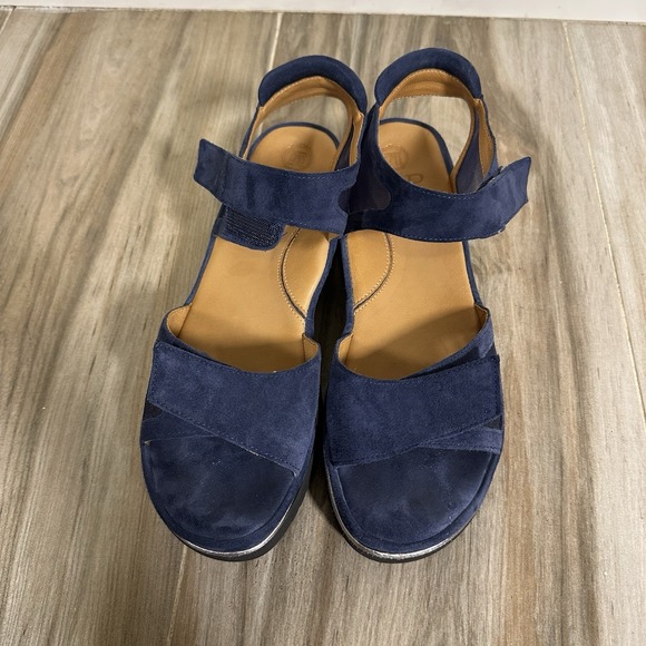 L'Amour Des Pieds Arna Navy Suede Mesh Platform Sandals Womens 8M Coastal Beach - Picture 5 of 13